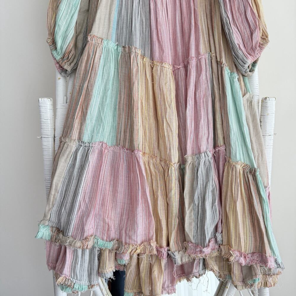 Free People In The Moment Dress Medium Patchwork Tiered Western Boho Angie Smith - Picture 9 of 12